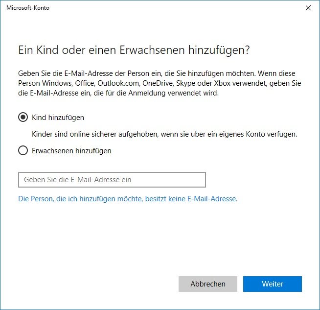 Kind hinzufügen Kind hinzufügen