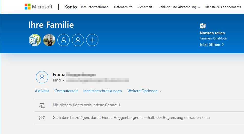Windows 10 Familie Einstellungen Familien-Einstellungen